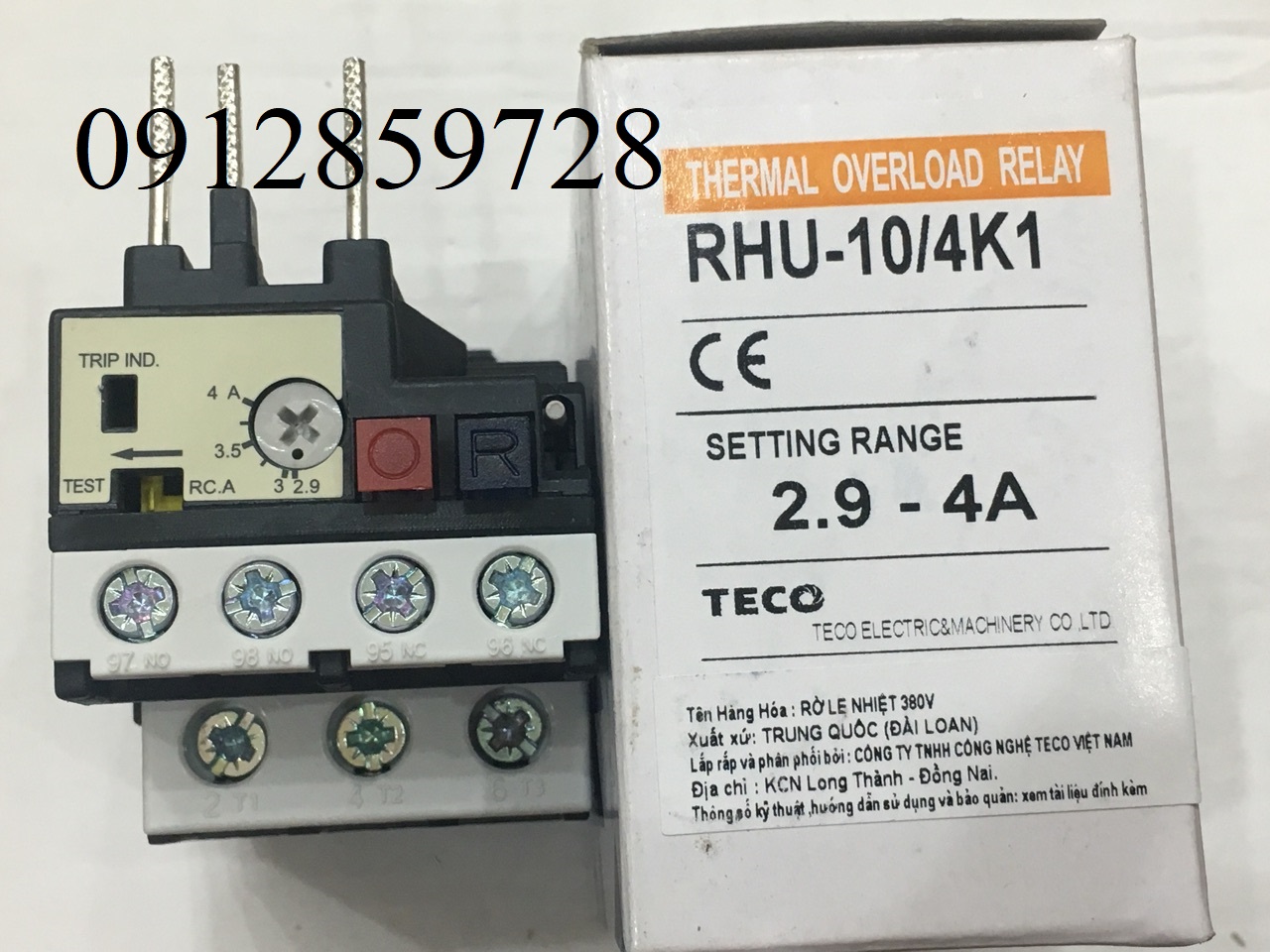 Rơ le nhiệt Teco RHU-10/4K1, xuất xứ Đài Loan