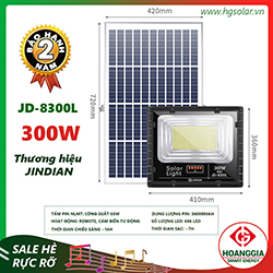 Đèn led pha năng lượng mặt trời JD-8300L 300W