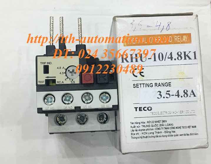 Rơ le nhiệt TECO RHU-10/36K1, xuất xứ Đài Loan