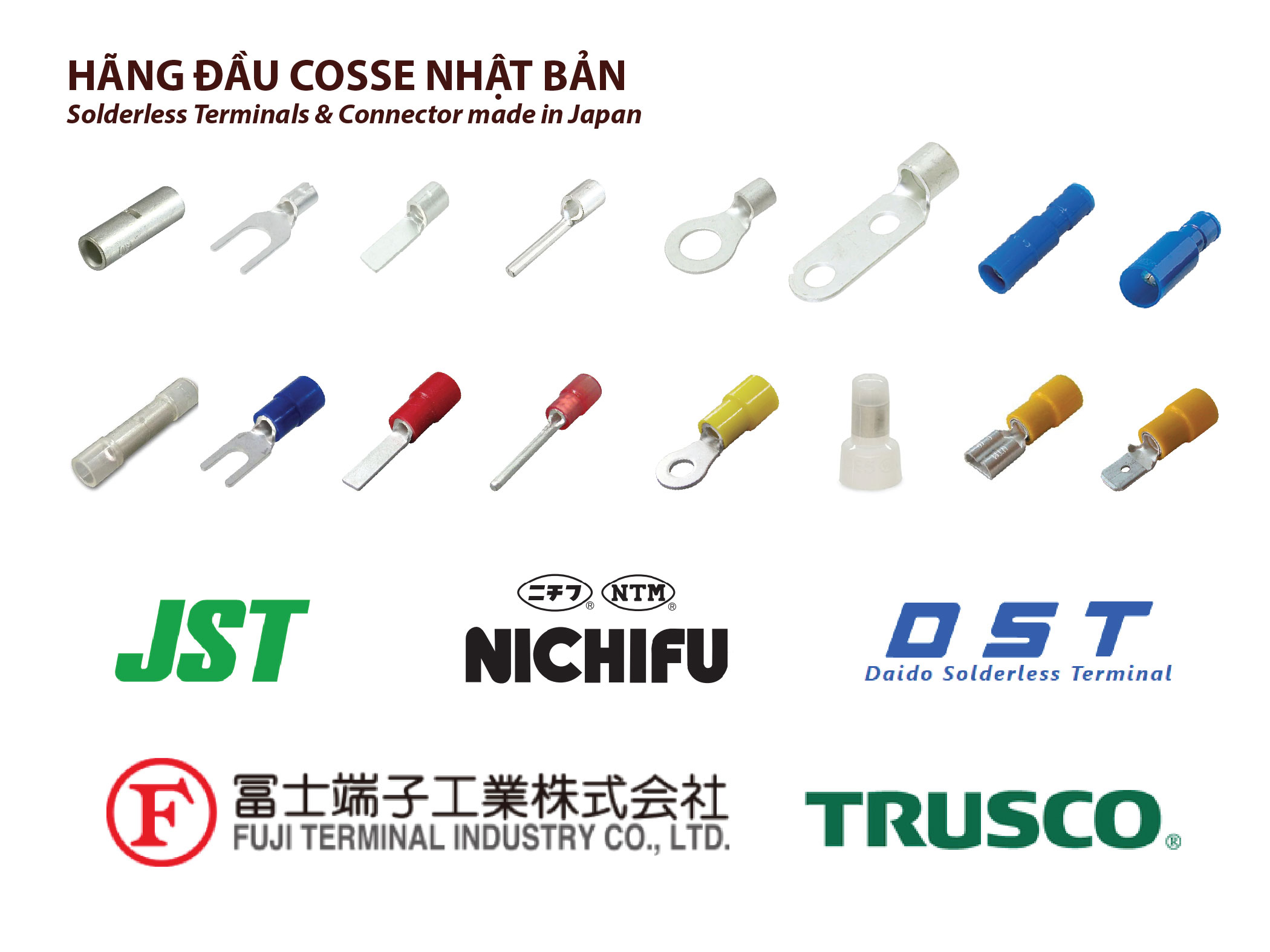 Đầu cos nối dây điện Nichifu DST JST Fuji Trusco Nhật Bản - Đầu nối dây điện bằng đồng