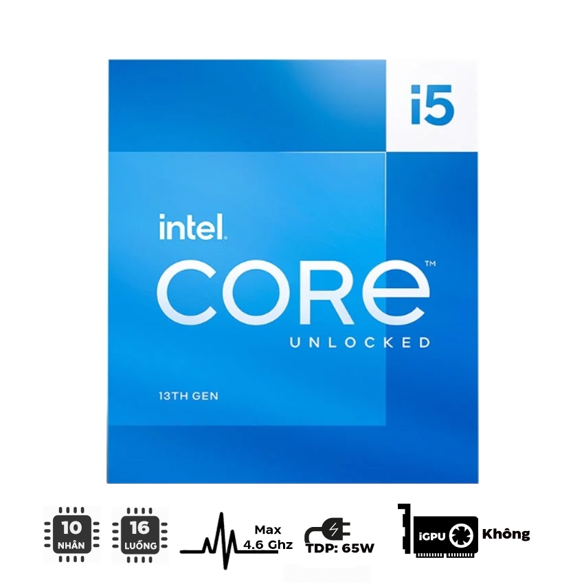 CPU Intel Core i5-13400F (up to 4.6Ghz, 10 nhân 16 luồng, 20MB Cache, 65W) - Socket Intel LGA 1700/Raptor Lake